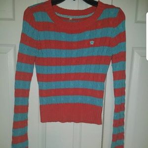 Aeropostale Blue & Orange Cable Knit  Sweater