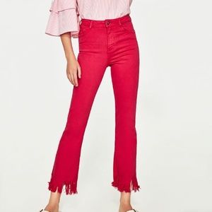Pink Zara flare jeans