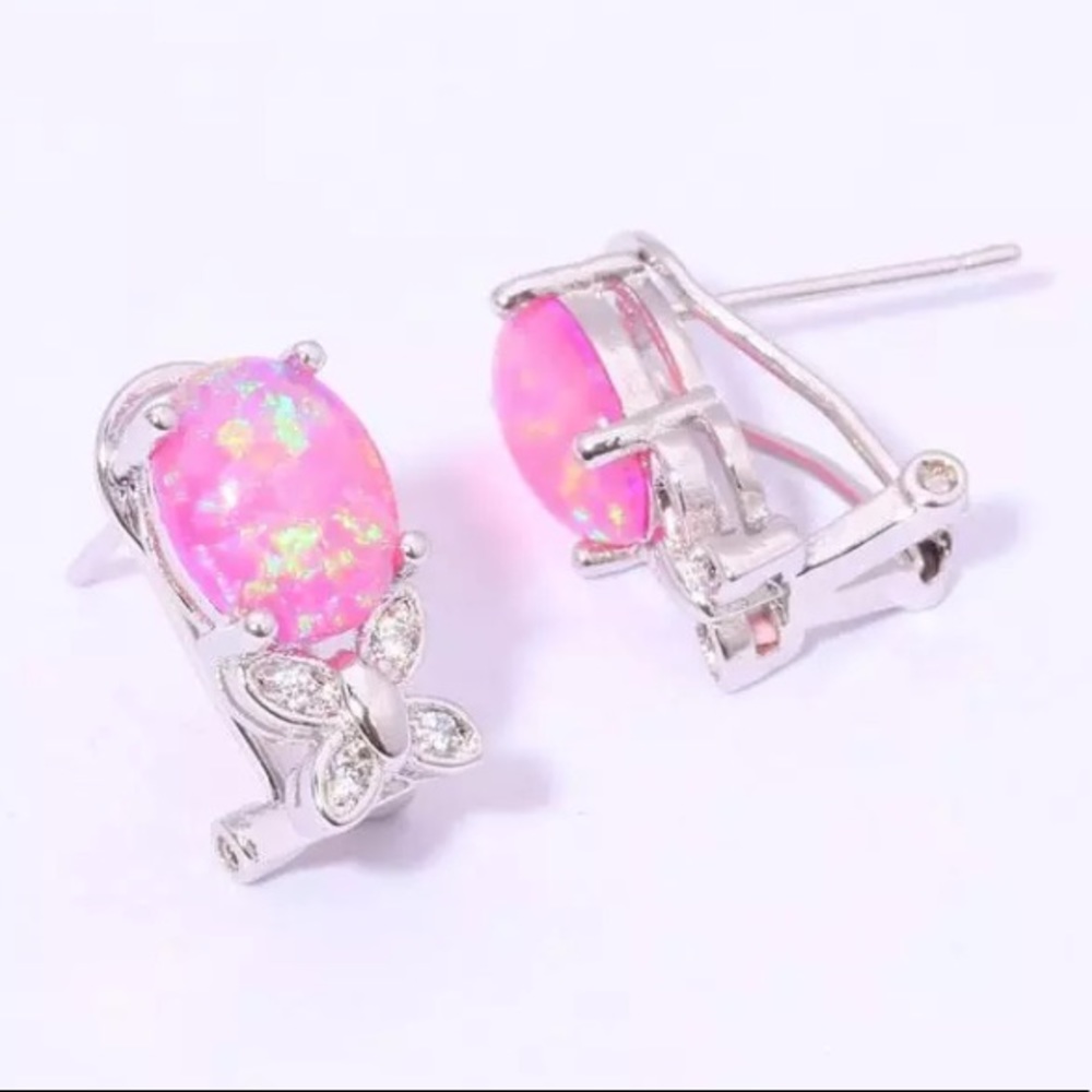 Pink Fire Opal Studs! NEW! - Picture 4 of 6