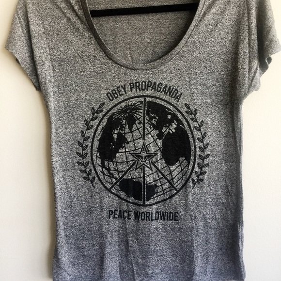 Grey & Black OBEY T-Shirt - Picture 1 of 2