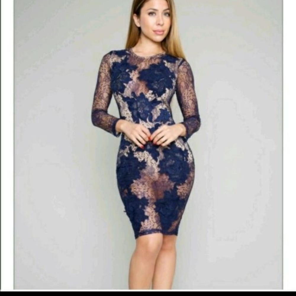 🛑SOLD🛑Royal blue lace sheer dress