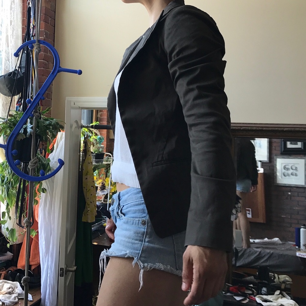 NWOT jil sander | uniqlo olive green cotton blazer - Picture 2 of 7