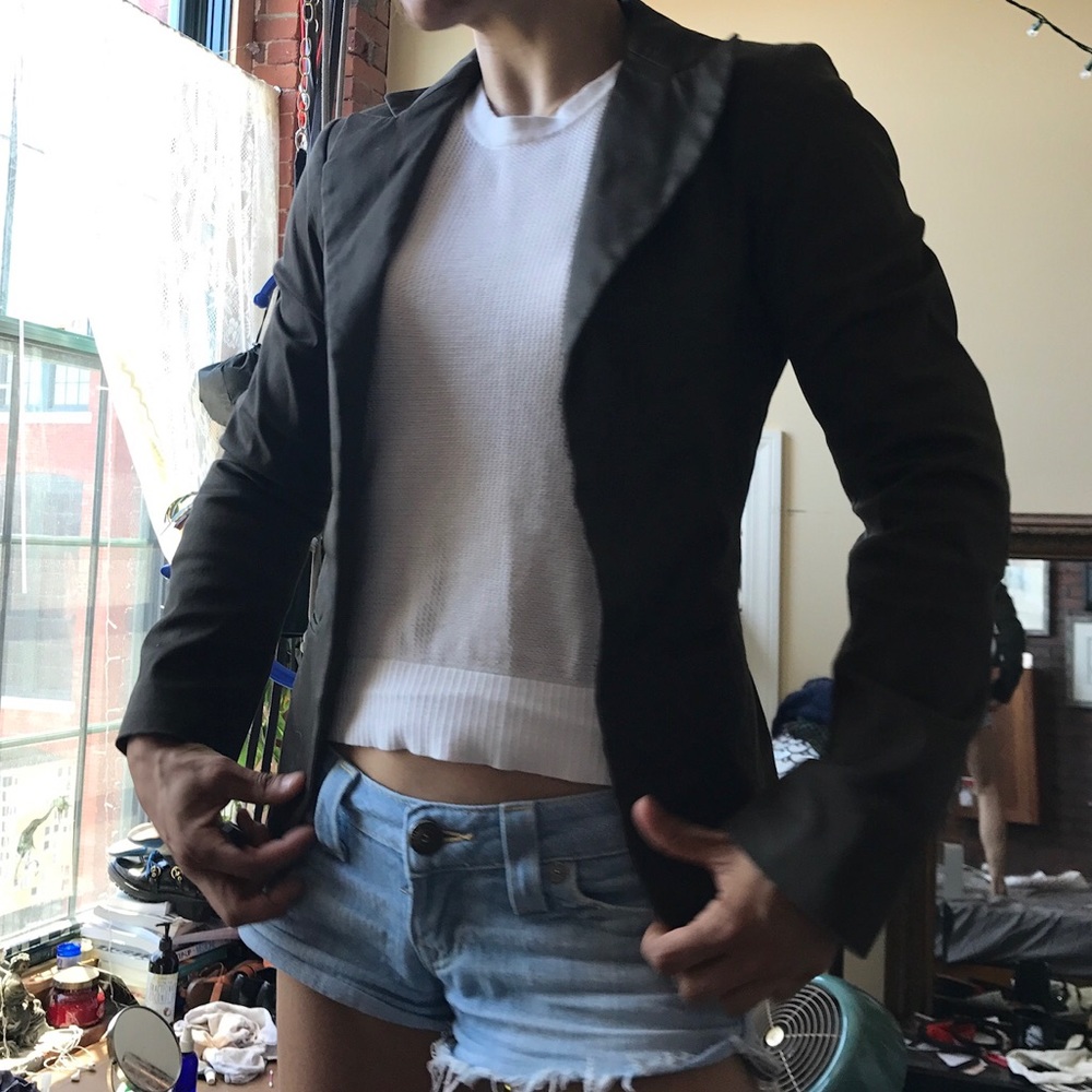 NWOT jil sander | uniqlo olive green cotton blazer - Picture 3 of 7