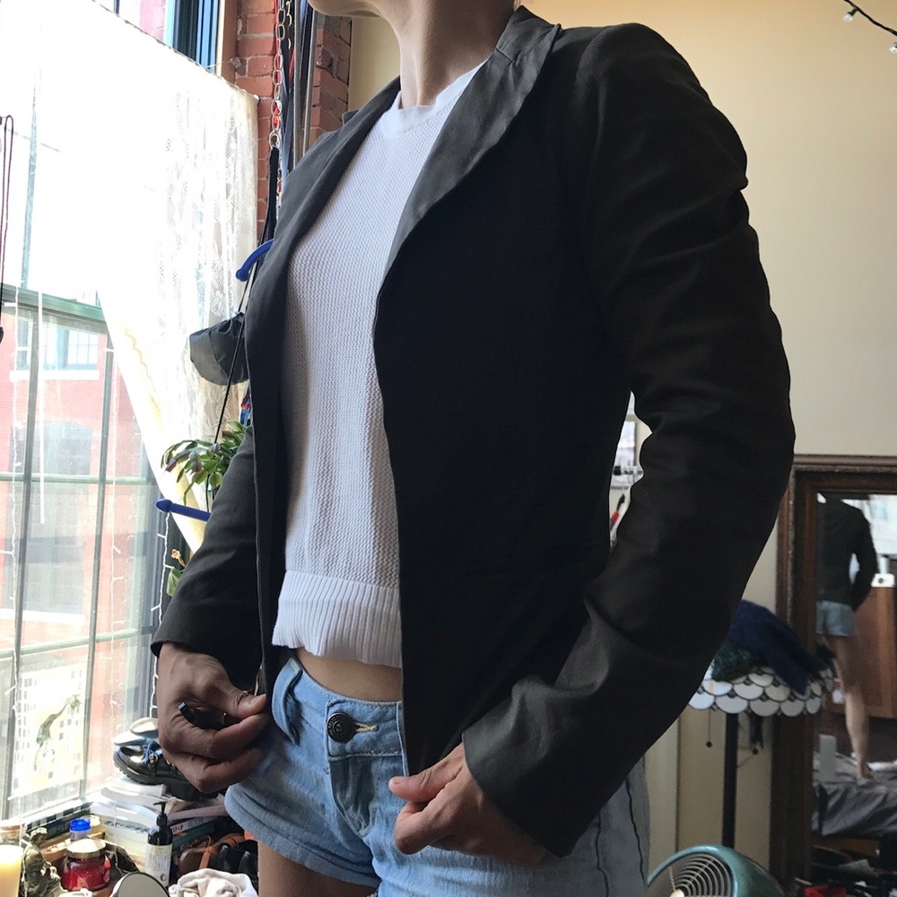 NWOT jil sander | uniqlo olive green cotton blazer - Picture 7 of 7