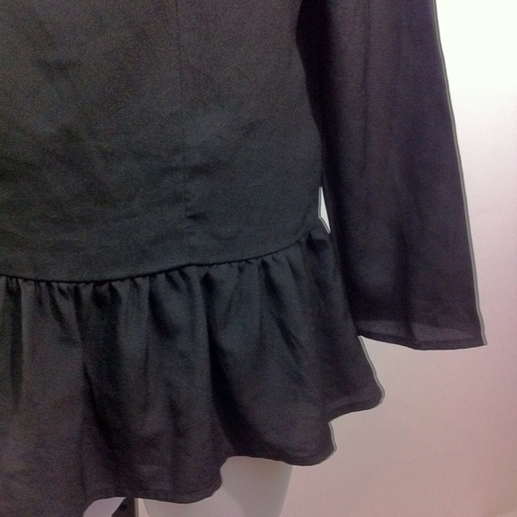 Olsenboye peplum scoop neck hi lo blouse black 3 - Picture 2 of 4