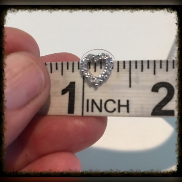 Heart CZ Earrings set in Sterling NWOT Stunning! - Picture 8 of 8