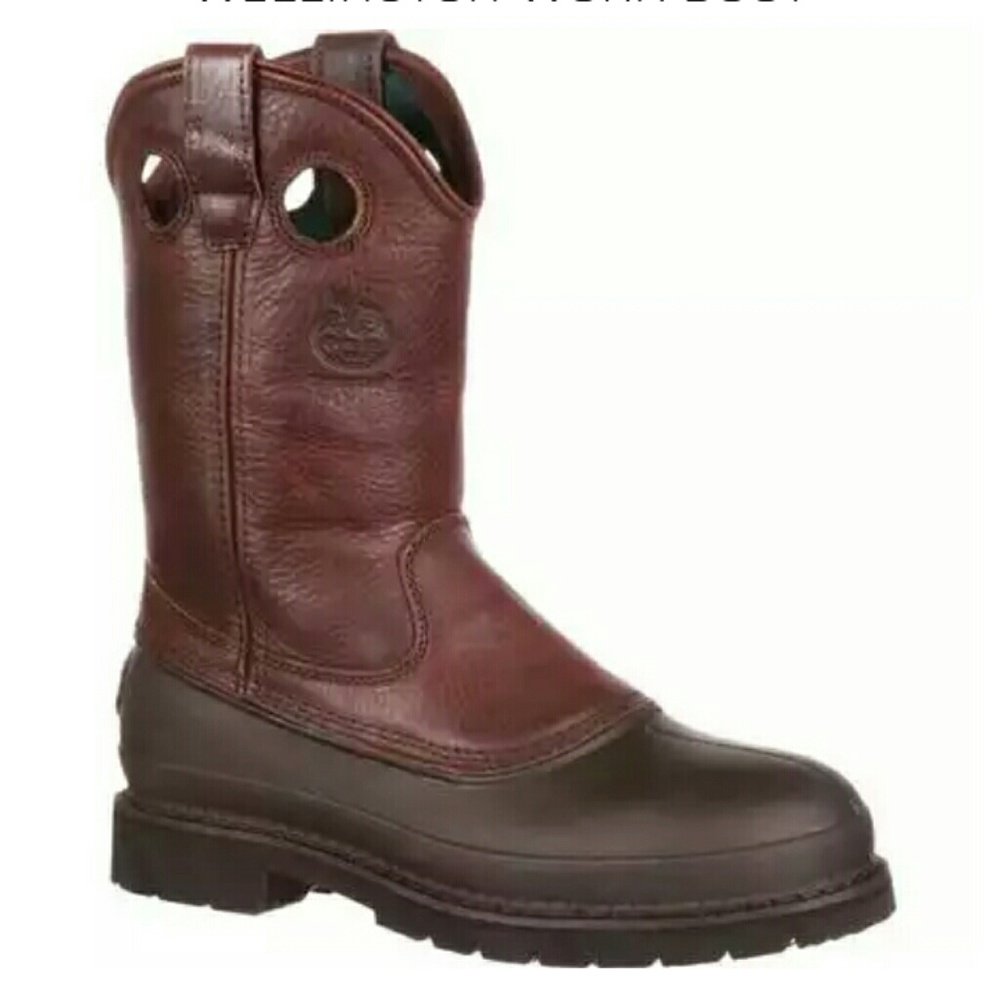 Steel toe leather pull on working or winter boots