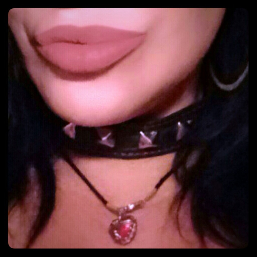 Black studded choker necklace