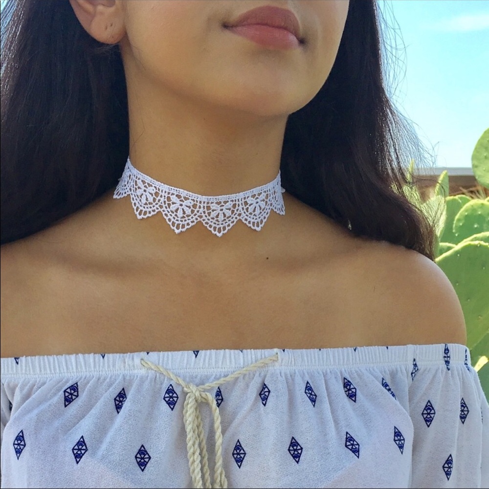 White Venice Lace Choker