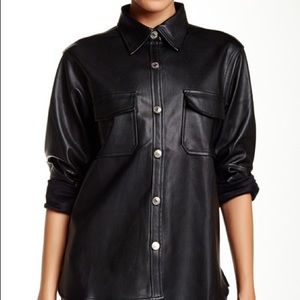 Six Crisp Days Faux Leather Long Sleeve Shirt