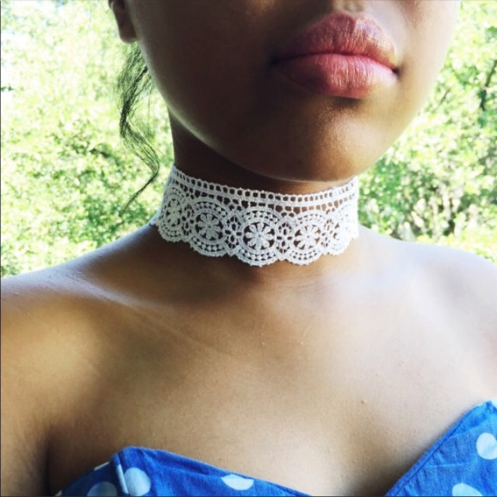White Crochet Lace Choker