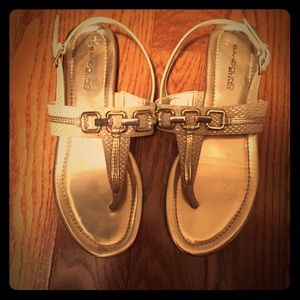Gold bandolino sandals never worn