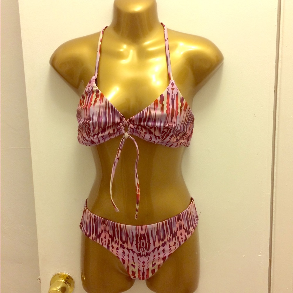 Stripped Pink and purple Swim Suit