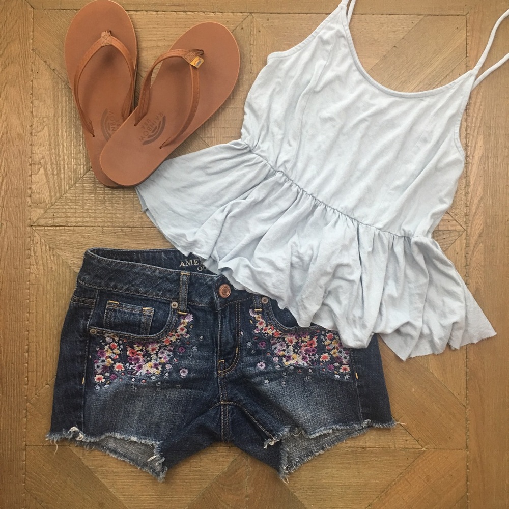 {LA HEARTS} Baby Doll Peplum Tank Pastel Blue