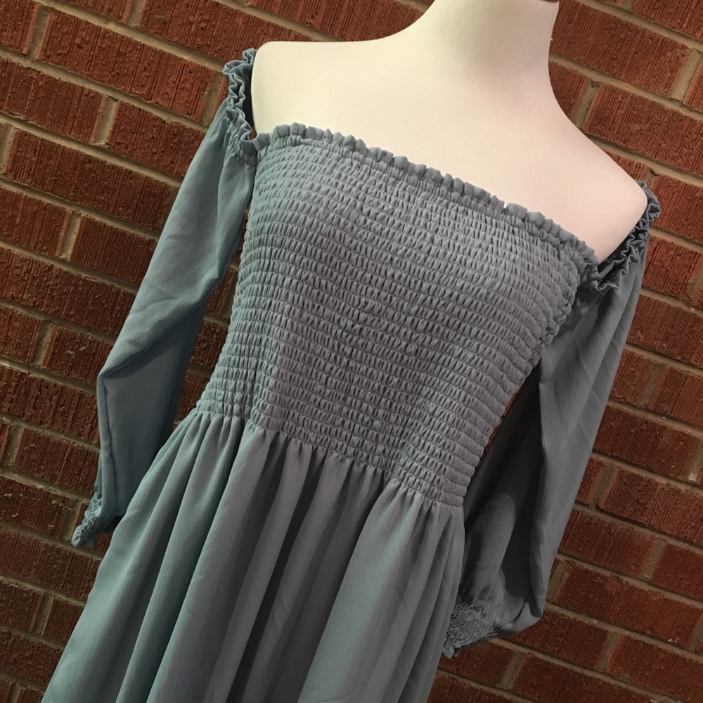 Slate blue long sleeve dress BUNDLE - Picture 2 of 6