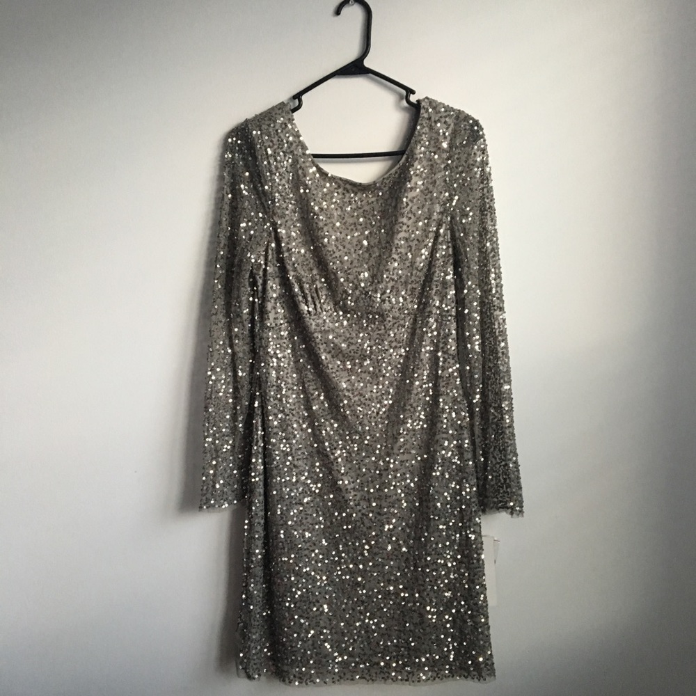 Adrianna papell silver sequin party Shift dress - Picture 2 of 8