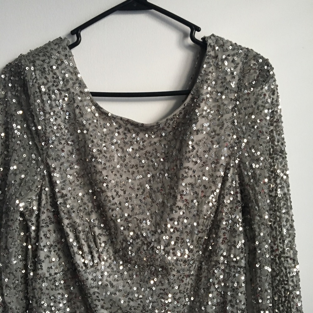 Adrianna papell silver sequin party Shift dress - Picture 3 of 8