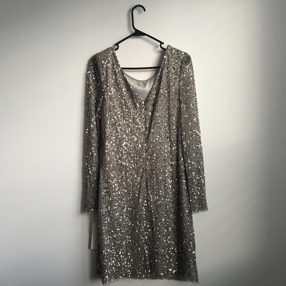 Adrianna papell silver sequin party Shift dress - Picture 6 of 8