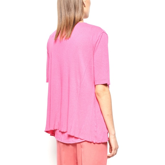 PINK SHORT SLEEVE DRAPED OPEN FRONT CARDIGAN - Picture 5 of 7