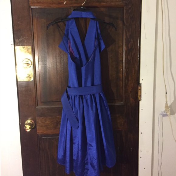 Blue dress with belt with sequins circle center - Picture 4 of 4