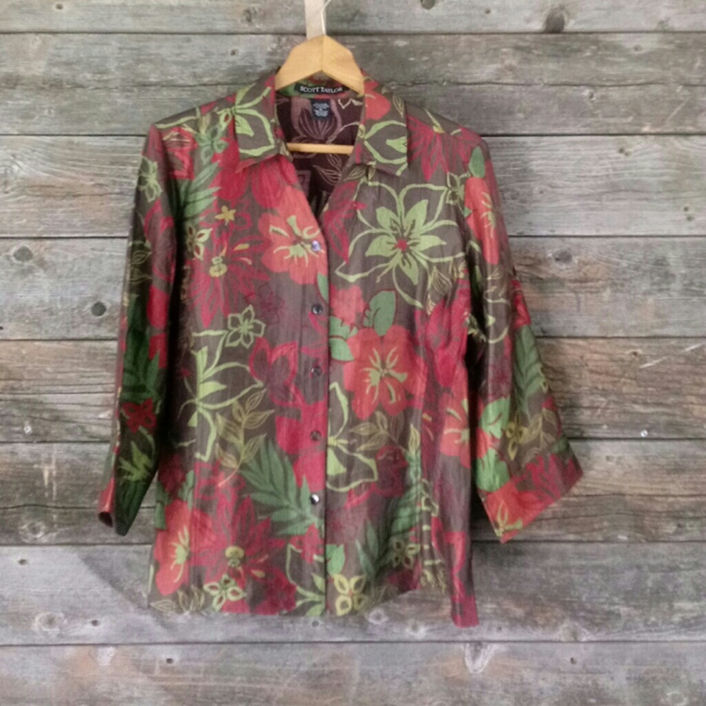 Smooth button down 3/4 sleeve XL blouse