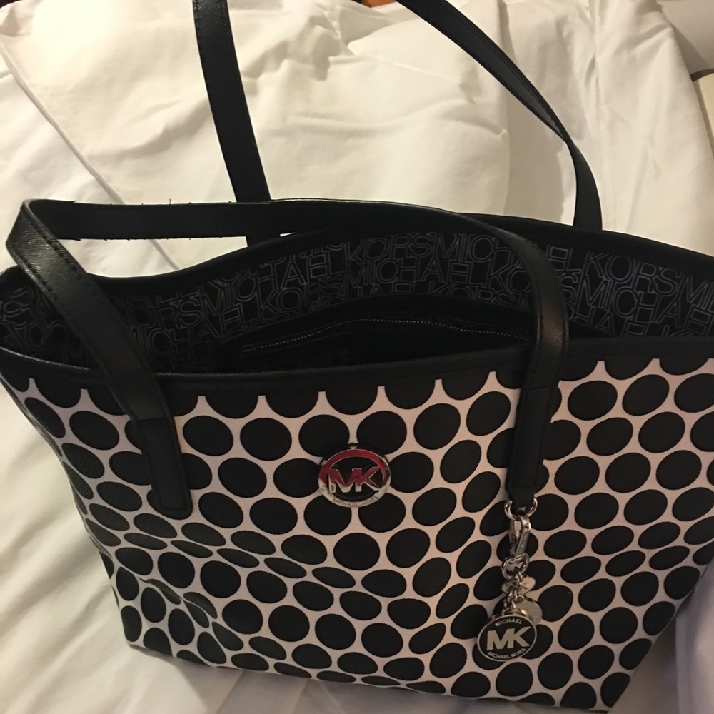 Authentic Black and white polka dot purse
