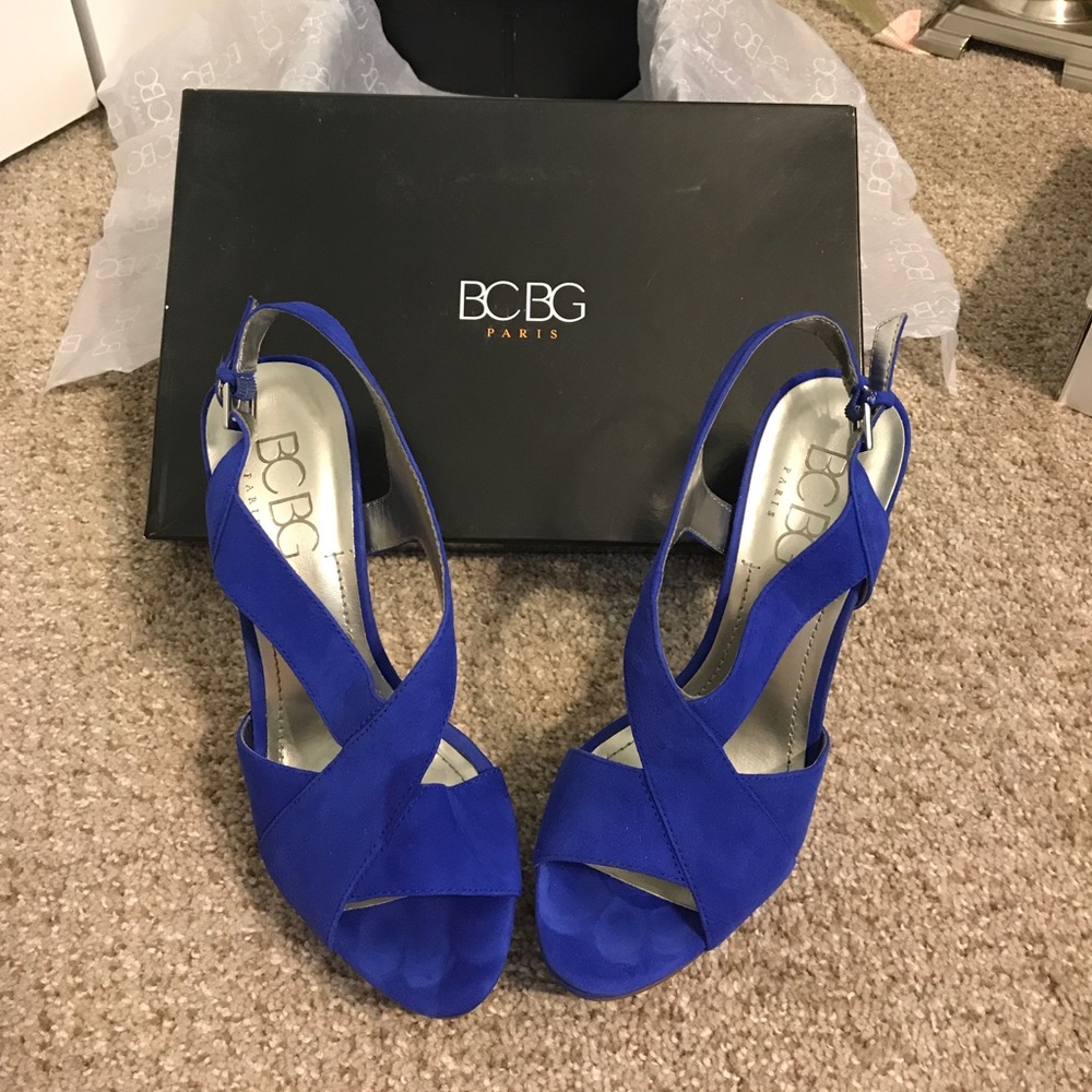 Blue suede heels