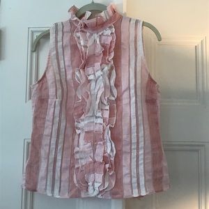 Pink & White Anne Fontaine size 38 blouse