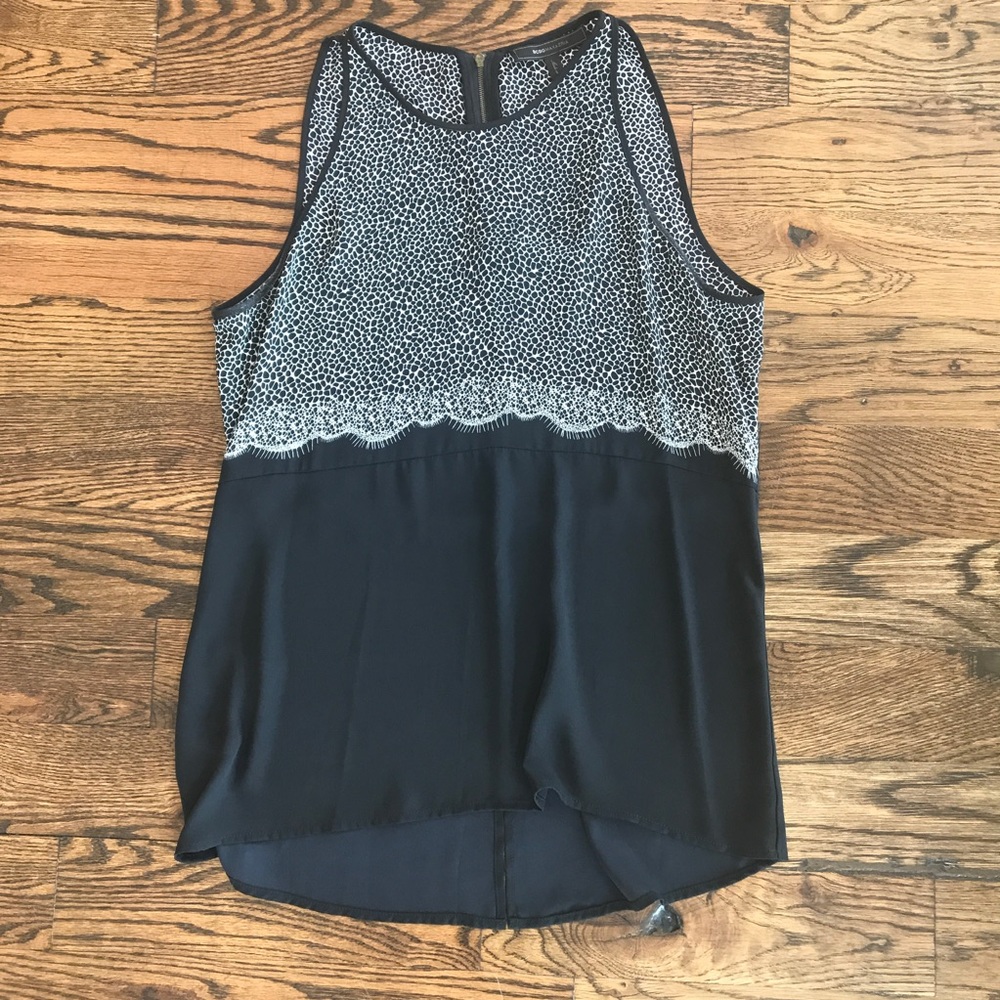 BCBG Maxazria | Silk Black and White Silk Top