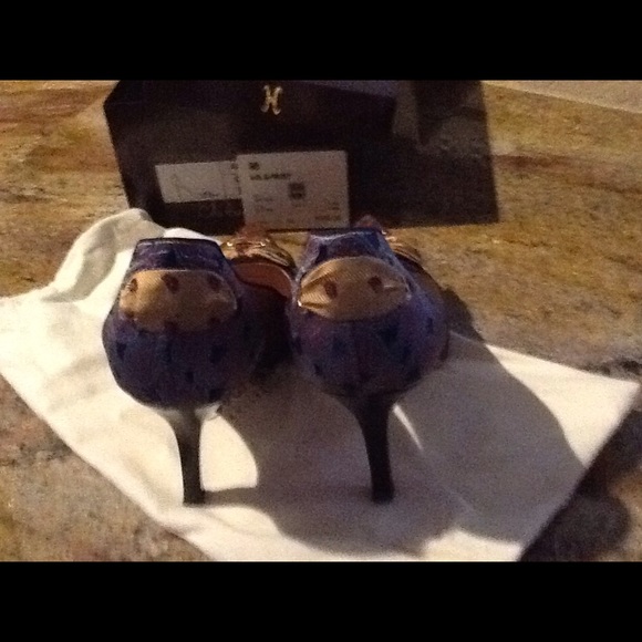 Cole Haan unique heels gold/rust - Picture 2 of 5