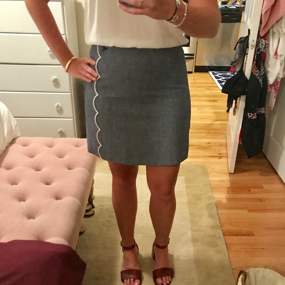 J. Crew scalloped skirt.