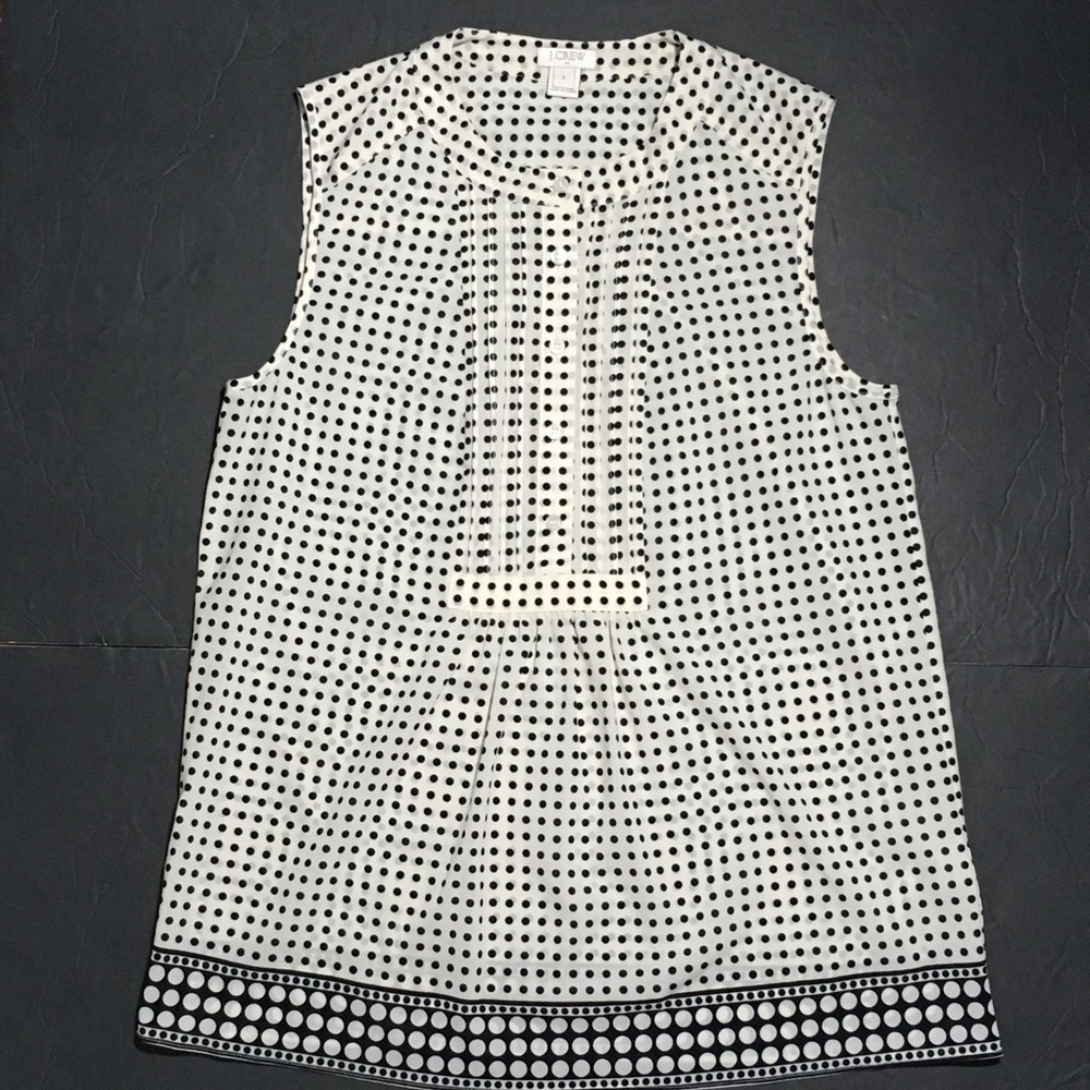 J.Crew tuxedo cami tank top 4 black cream polkadot
