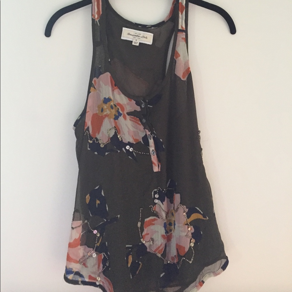 Cute beaded olive green tank