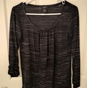 Ann Taylor black long sleeve 3/4 roll up shirt