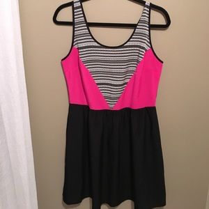 Black, pink and white dress
