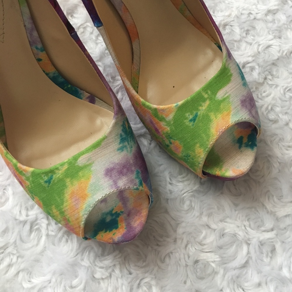 Guess Multicolor Platform Peep Toe Pumps Size 6 - Picture 3 of 6
