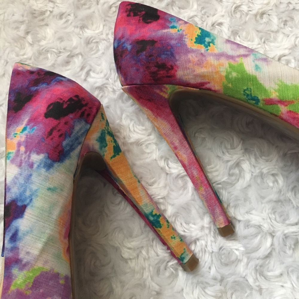 Guess Multicolor Platform Peep Toe Pumps Size 6 - Picture 4 of 6