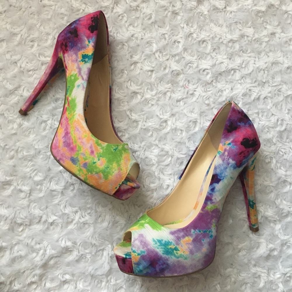 Guess Multicolor Platform Peep Toe Pumps Size 6 - Picture 5 of 6