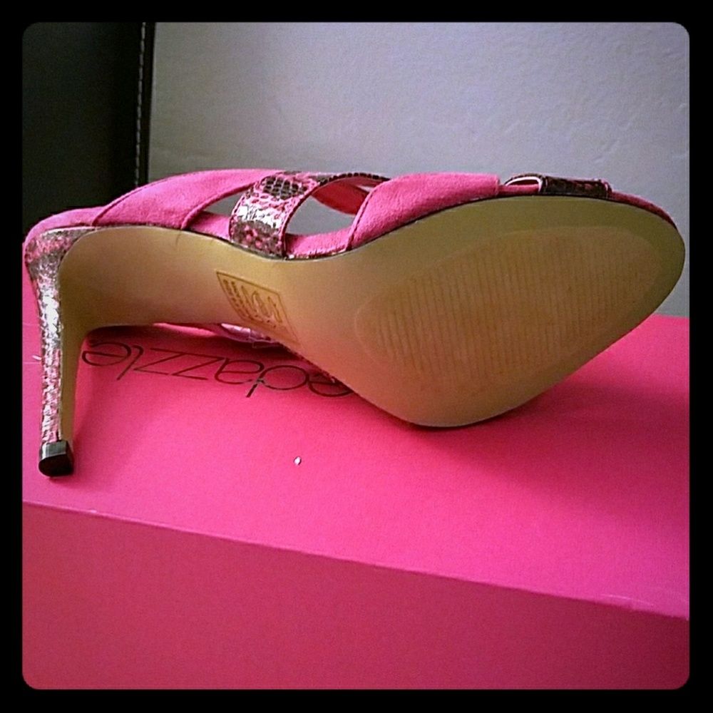 Pink & Black suede heel