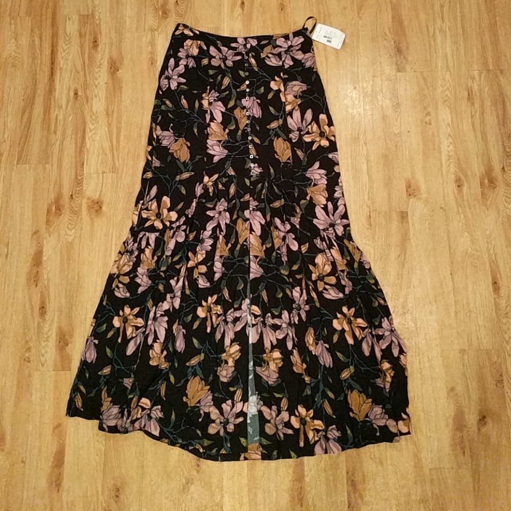 Free People floral maxi skirt nwt fall 10 large