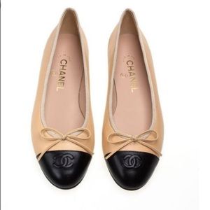 Chanel Black & Beige Ballerina Flats