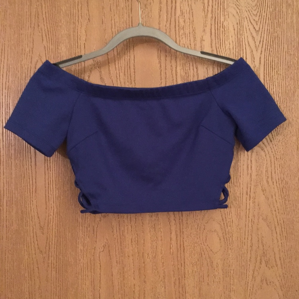 Forever21 Royal Blue Off the shoulder crop top