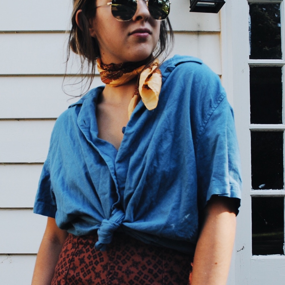 Chambray short sleeve button up