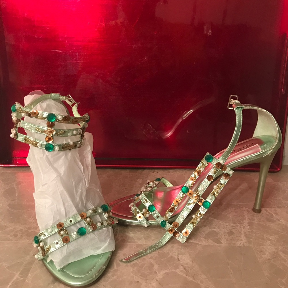 Sea-foam Metallic Green Sandals