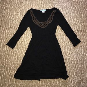 Black dress with gold, black and silver beading