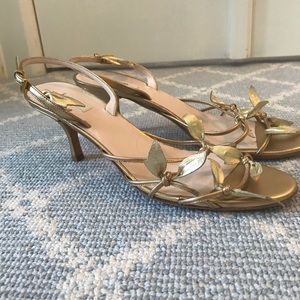 Gold Prada heels with adjustable strap