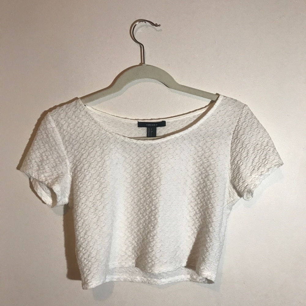 Forever 21 - White Textured Crop Top