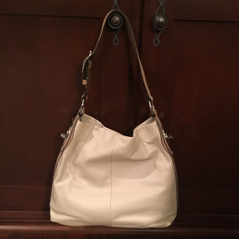 Coach Ivory Leather Hobo with snakeskin trim