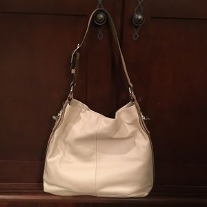 Coach Ivory Leather Hobo with snakeskin trim