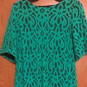 Perceptions Green Lace Overlay Dress Size 14
